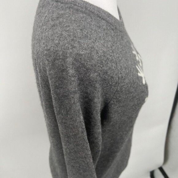 Philosophy Cashmere Snowflake Sweater Crew Neck Pullover Sz S Gray Cozy Classic - Picture 3 of 11